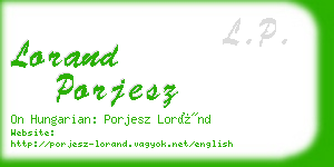 lorand porjesz business card